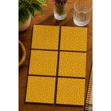 JHAAR Hardal Boya Damlaları Modern 6’lı Set Bardak Altlığı - Uv Baskı Mdf - 10X10 cm