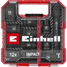 Orijinal Einhell L-Case Mekanik Darbeli Lokma Seti, 12 Parça (Ø 10–21 Mm, 125 mm Uzatma, Crmo Çelik, 1/2” Darbeli Anahtarlar ve Lokma Kolları Için, Alaşım Jantlara Uygun) - 49109283