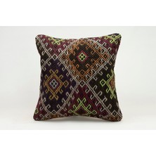 Kilim Wholesale El Yapımı Kilimden Yapılmış Vintage Kırlent Kılıfı, Yün, 40X40 cm