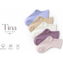 Tina Atelier 5 Çift Kız Bebek & Çocuk Pikotlu Soket Çorap Soft Pastel Set - Yoğun Pamuk , Nefes Alır