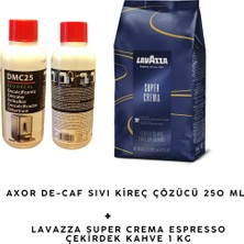 Lavazza Super Crema Çekirdek Kahve 1 kg + Axor De-Caf Sıvı Kireç Çözücü 250 ml Seti