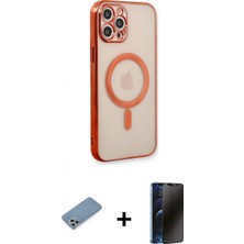 Pileli Store Pilelistore™ iPhone 12 Pro Kılıf Doruk Minimal - Siyah 3D Antistatik Hayalet Cam Ekran Koruyucu + Shine Kamera Lens Koruma Cam - Gs
