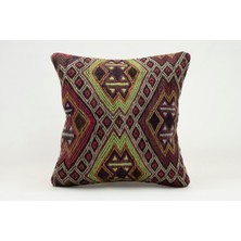 Kilim Wholesale El Yapımı Kilimden Yapılmış Vintage Kırlent Kılıfı, Yün, 40X40 cm