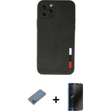 Pileli Store Pilelistore™ iPhone 11 Pro Kılıf Doruk Asil Koleksiyonu - Siyah 3D Antistatik Hayalet Cam Ekran Koruyucu + Shine Kamera Lens Koruma Cam - Sabe