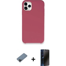 Marsilyan™- iPhone 11 Pro Max Kılıf Zirve Modern Özel Seri - Siyah 3D Antistatik Hayalet Cam Ekran Koruyucu + Shine Kamera Lens Koruma Cam - Sh