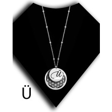 Roxx Jewellery 925 Ayar Gümüş Ü Harf Plaka Yaşam Çiçekli Top Zincirli Kadın Kolye