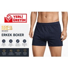 EDDA GOLD Erkek Boxer Lacivert S – Pamuklu Likralı Esnek Rahat Penye İç Çamaşırı