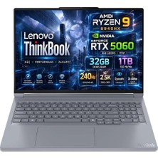 Lenovo Thinkbook 16P G6 Adr Amd Ryzen 9 8940HX 32GB 1tb SSD Rtx 5060 8gb 16" Wqxga IPS 240Hz Windows 11 Pro Dizüstü Bilgisayar 21U00013TX