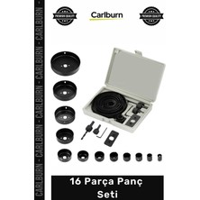 Carlburn #punch Ağaç Kesme Testere Matkap Ucu Takımı Alçıpan Tavan Metal Plastik Delik Açma 16 Parça Panç Seti