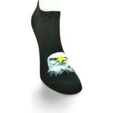 Siyah Beyaz Kartal Desenli Sportif Unisex  Kısa Bilek Çorap Yazlık 1 Çift