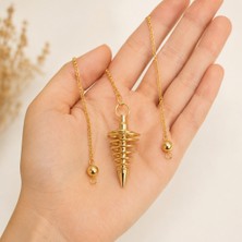 Sibel Doğan Altın Spiral Pandül, Spiritüel Enerji Sarkacı, Zincirli Premium Çakra ve Meditasyon Pandülü