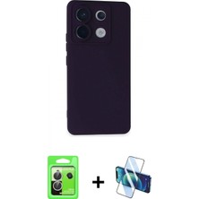 Pileli Store Pilelistore™ Redmi Note 13 Pro 5g Kılıf Ahenk Serisi - Siyah 3D Antistatik Cam Ekran Koruyucu + Raze Metal Kamera Lens - Gs