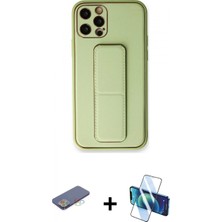Pileli Store Pilelistore™ iPhone 12 Pro Kılıf Akış Doku - Siyah 3D Antistatik Seramik Nano Ekran Koruyucu + Renkli Kamera Lens Koruma Cam - Mı
