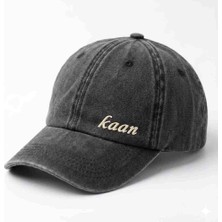 Tesbihane Unisex Beyzbol Şapkası - Isme Özel Nakışlı - Premium Canvas Kumaş - Füme Renk - Metal Tokalı