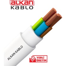 Alkan 3x1 Mm² H05VV-F Ttr Kablo Beyaz (%100 Bakır) 5 Metre