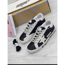 Golden Goose Super-Star Dream Makers Kadın Siyah Simli Sneaker Ayakkabı