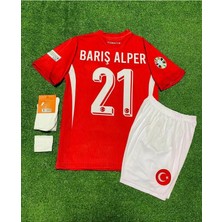 Türkiye 2024 Barış Alper Yılmaz Iç Saha Çocuk Forması 4'lü Set (Euro 2024 Patch) Kırmızı