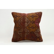 Kilim Wholesale El Yapımı Kilimden Yapılmış Vintage Kırlent Kılıfı, Yün, 40X40 cm