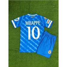 Real Madrid 2025/26 Yeni Sezon Kylian Mbappe Alternatif Çocuk Forması ( Blue)-10