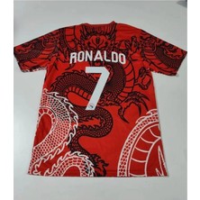Real Madrid 2023/24 Yeni Sezon Cristiano Ronaldo Ejderha Motifli Özel Konsept Forması (Red)