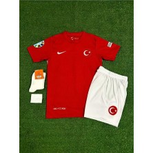 Türkiye Euro 2024 Ferdi Kadıoğlu Iç Saha 4'lü Set Çocuk Forması (Red)
