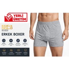 EDDA GOLD Erkek Boxer Gri XL – Pamuklu Likralı Esnek Rahat Penye İç Çamaşırı