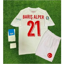 Türkiye 2024 Barış Alper Yılmaz Iç Saha Beyaz Çocuk Forması 4'lü Set (Euro 2024 Patch)
