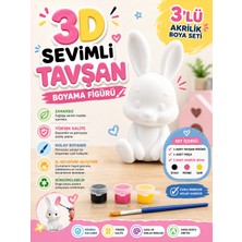 Haydi Dekor 3D Sevimli Tavşan Boyama Figürü Seti – Çocuklar Için Akrilik Boya ve Fırçalı Eğitici Hobi Aktivite Oyuncağı – El Boyama Dekoratif Tavşan Figür