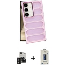 Marsilyan™- Galaxy S24 Kılıf Yadigar Doku Özel Seri - Siyah Bilvis Hayalet Cam Ekran Koruyucu + Pvd Metal Kamera Lens - Dnmr