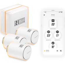 Netatmo Paketi Akıllı Termostat + 3 Termostatik Kafa, Wifi, Uygulama Üzerinden Uzaktan Kumanda, Bireysel Isıtmayla Uyumlu, Nbu-Nth-Nav-Eu