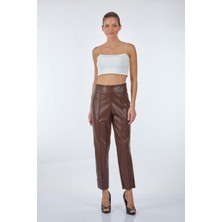 Ekol Ysatis Minimalist Deri Crop Pantolon - Yüksek Bel, Şık, Günlük & Gece