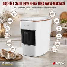 Arçelik 1100 ml Kapasiteli Su Tankından Otomatik Olarak Su Alımı Yaparak, Tek Tuşla Kahvenizi Hazırlayan Beyaz Telve Türk Kahve Makinesi