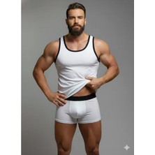 Colezium Erkek Beyaz Tank Top Boxer Takım