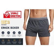 EDDA GOLD Erkek Boxer Antrasit S – Pamuklu Likralı Esnek Rahat Penye İç Çamaşırı