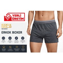 EDDA GOLD Erkek Boxer Antrasit XXL – Pamuklu Likralı Esnek Rahat Penye İç Çamaşırı