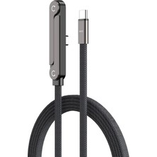 Forzacase 240W Type-C To Type-C Katlanabilir Standlı Hızlı Şarj Kablosu Yassı Örgü Tasarım - FC1227