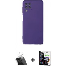 Pileli Store Pilelistore™ Galaxy A22 Kılıf Ahenk Serisi - Şeffaf Temperli Cam Ekran Koruyucu + Kamera Lens Koruma Cam - Sf