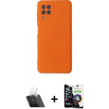 Pileli Store Pilelistore™ Galaxy A22 Kılıf Ahenk Serisi - Şeffaf Temperli Cam Ekran Koruyucu + Kamera Lens Koruma Cam - Sf