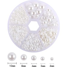 Yiğit Aksesuar 850 Pcs Beyaz Yarım Inci Set Tırnak Yapıştırma Yapım Seti