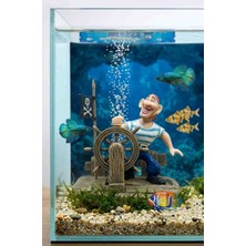 Veny's Action-Air Hareketli Korsan ve Dümen Akvaryum Dekoru - Real Underwater Movement