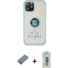 Marsilyan™- iPhone 12 Pro Kılıf Yörünge Çizgi - Siyah Polymer Nano Ekran Koruyucu + Metal Kamera Lens Koruma Cam - Gs