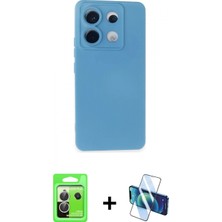 İlk El Grup Pilelistore™ Redmi Note 13 Pro 5g Kılıf Ahenk Serisi - Siyah 3D Antistatik Cam Ekran Koruyucu + Raze Metal Kamera Lens - Gs
