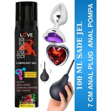 Aşkın Deposu Deromeya Health - Xxl Süper Çilekli Kaydırıcı Jel+Kalpli Elmas Taşlı Anal Plug 7 cm +Anal Temizlik Siyah Pompa Süper Set 100 ml Çilekli Jel Avantajlı Paket