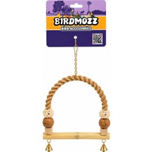 Birdmozz Premium Hasır Örgülü Cevizli Ahşap Tünek 19 cm