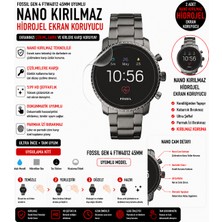 Astakos Fossil Gen 4 FTW4012 45MM Uyumlu Nano Jel Ekran Koruyucu 2 Adet Güçlendirilmiş Darbe Emici Tpu