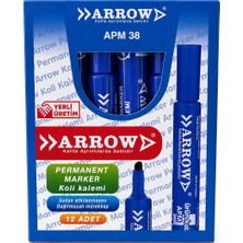 Arrow Permanent Marker Koli Kalemi 12’li Siyah Mavi Kesik Uç
