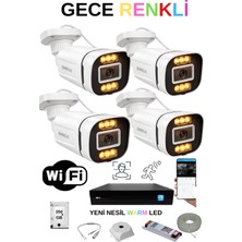 4 Kameralı Su Geçirmez Gece Renkli 1080P Full Hd 250 GB Geniş Açı Güvenlik Kamerası Set