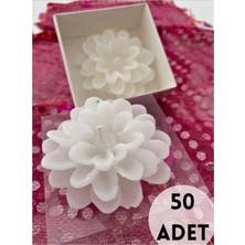 Beyaz Kraftta Lotus Mum (50 Adet) Söz-Nişan-Düğün-Kına-Nikah-Mevlid Hediyelik