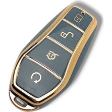 MOZOKO Byd Atto 3 Dolphin Seal Uyumlu Anahtar Kumanda Koruma Kılıfı Antrasit Gold Çerçeveli Lüks Sert Kasa Koruyucu