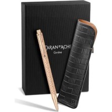 Caran D'ache Ecridor Damier Rose Gold Tükenmez Kalem ve Siyah Deri Kılıf 8902.567